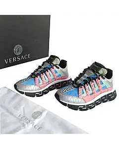 Versace Trigreca Barocco Print Blue Bright Coral Sneaker