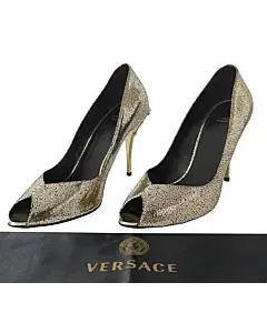 Versace Medusa Gold Open Toe High Heels Pumps