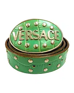 Versace Green studded Croc Leather Belt