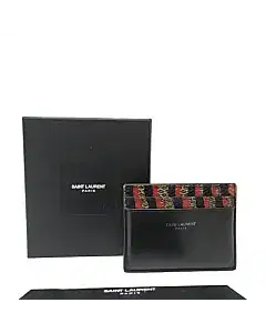 Saint Laurent Python Embossed and Leather Card Holder