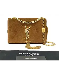 Saint Laurent Suede Classic Monogram Kate Tassel Small Bag
