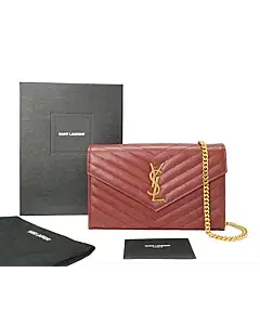 YSL Cassandre Matelasse Envelope Leather Chain Wallet