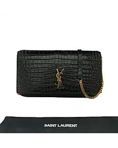 Saint Laurent Cassandre Crocodile Embossed Leather Phone Holder Bag