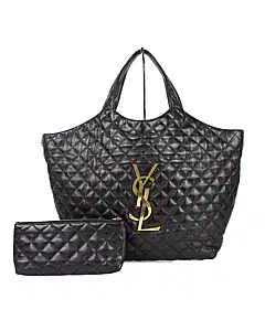 Yves Saint Lauren Black Maxi Quilted Large Leather Shoulder Bag