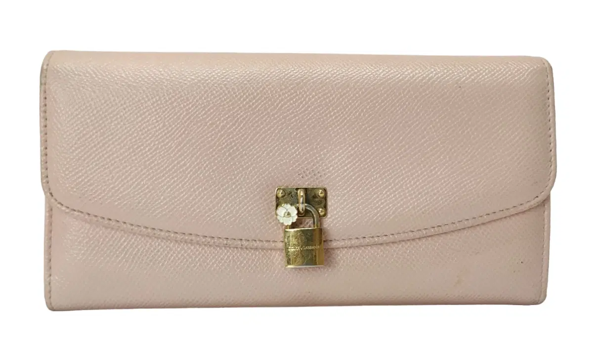 Dolce & Gabbana Beige Leather Padlock Flap Continental Wallet
