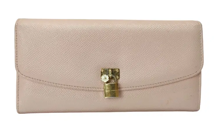 Dolce & Gabbana Beige Leather Padlock Flap Continental Wallet-Hover-Image