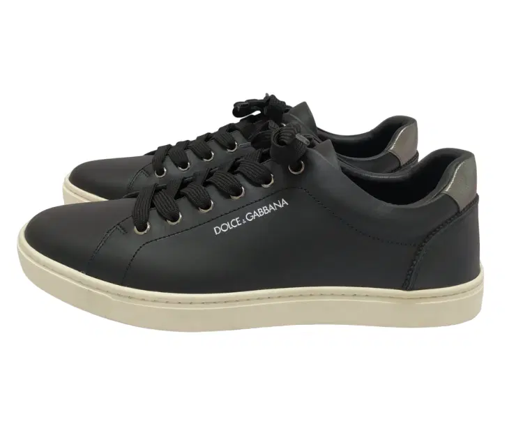 Size 8 - Dolce & Gabbana Black Leather Low Top Sneakers-Hover-Image