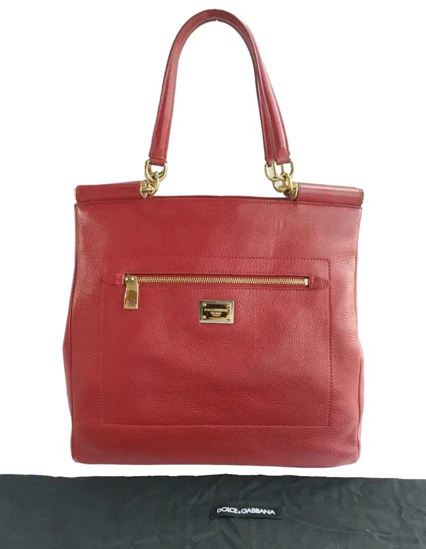 Dolce & Gabbana Grained Leather Front Pocket Sicily Tote