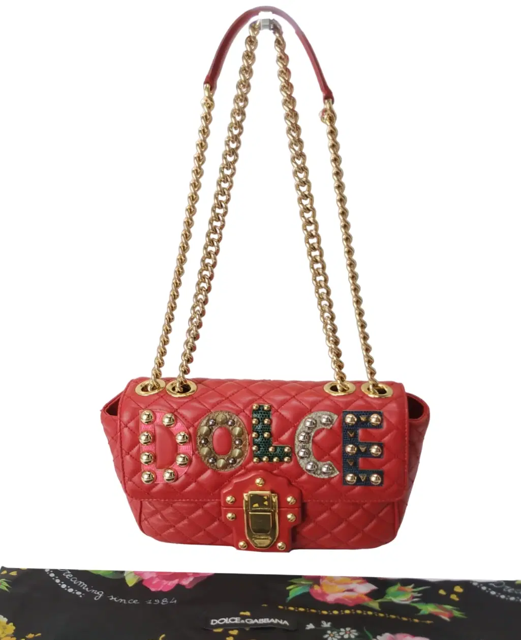 Dolce & Gabbana Lucia Studded & Quilted Leather Shoulder Bag