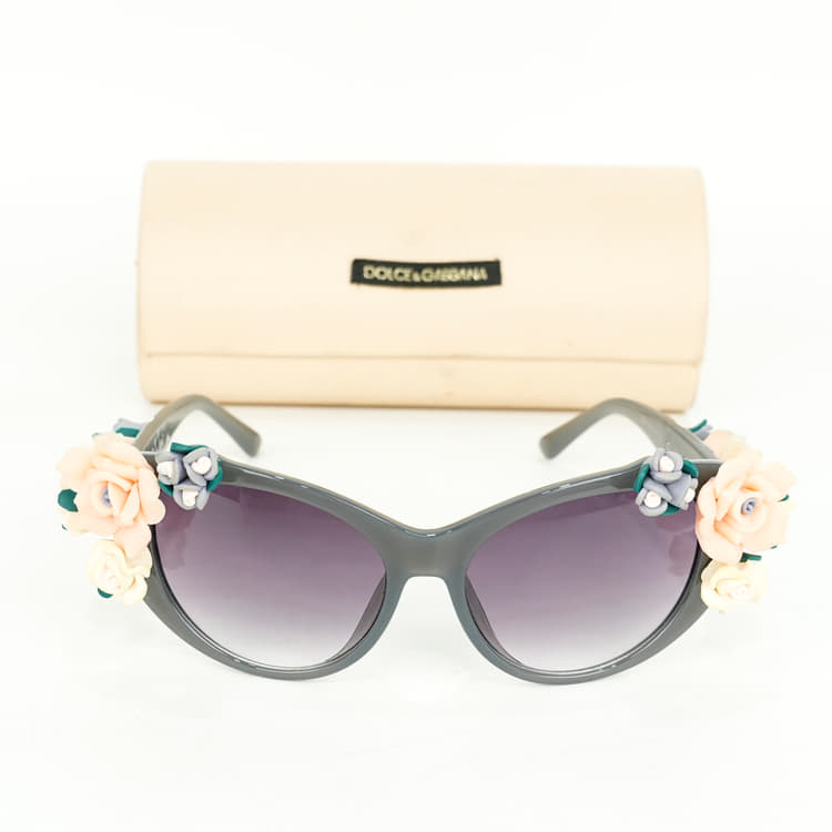 Dolce & Gabbana Women Oversized Floral Cat Eye Sunglasses-Hover-Image