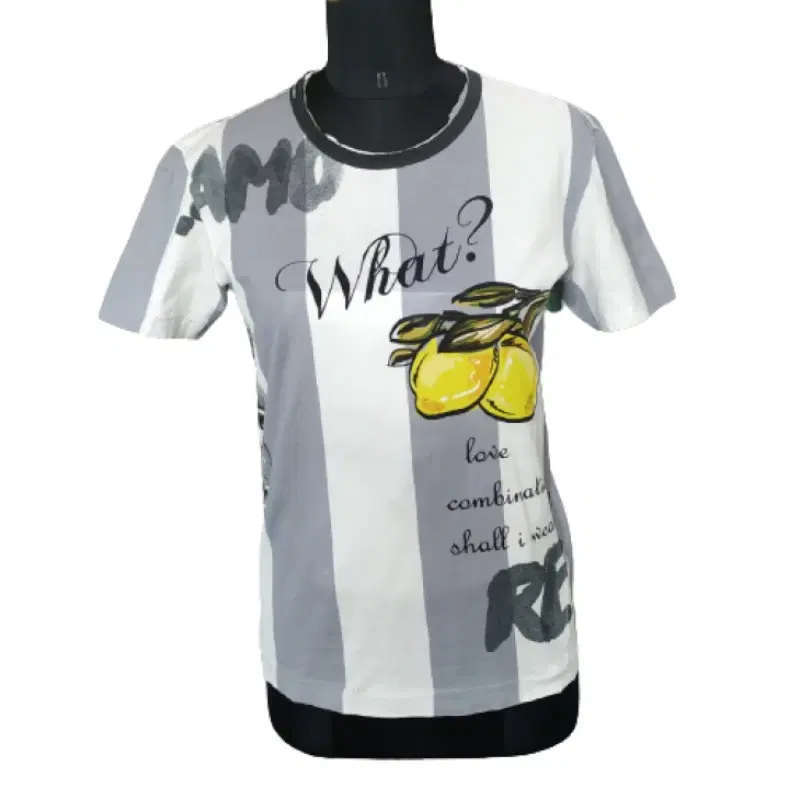 Dolce & Gabbana Grey Lemon Print Cotton T-Shirt