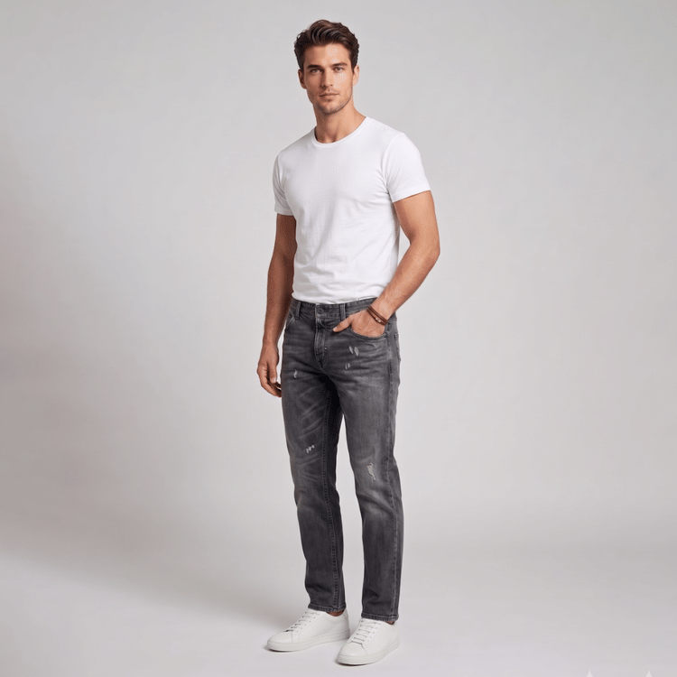 Size 52 - Dolce & Gabbana Grey Distressed Denim-Hover-Image