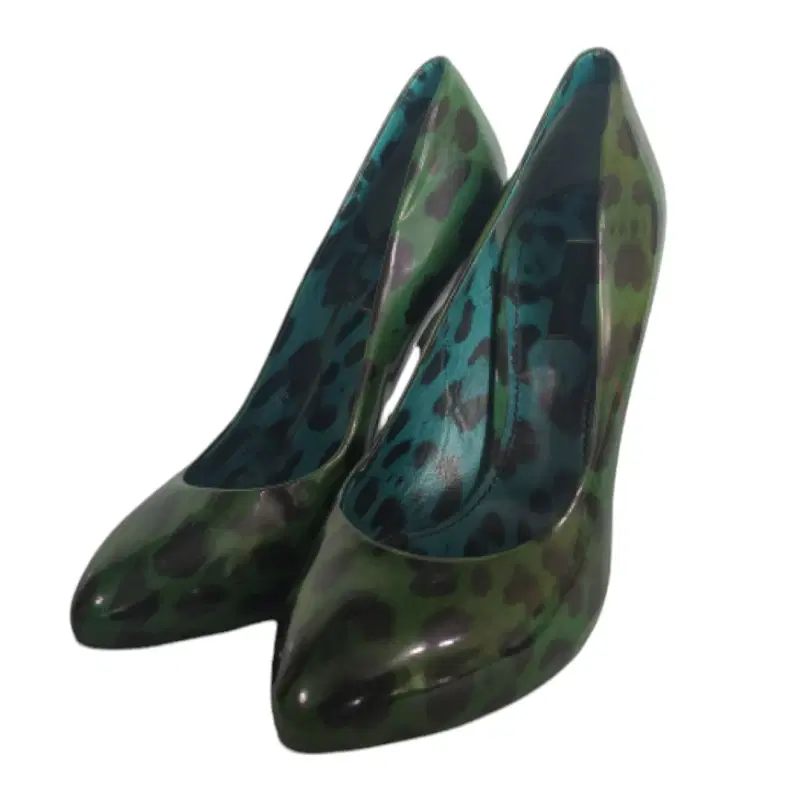 Dolce & Gabbana Green and Black Leopard Print Patent Pumps