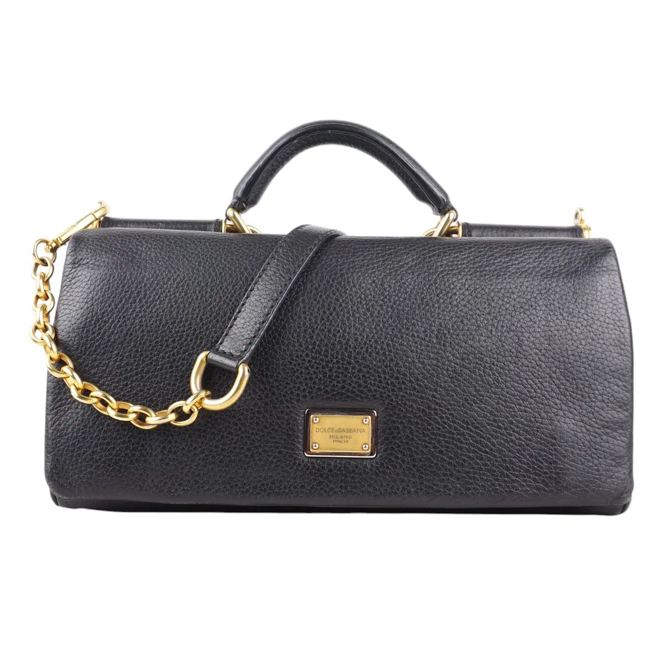 Dolce and Gabbana Black Leather Mini Miss Sicily Bag