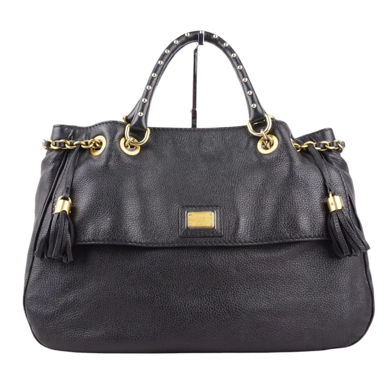 Dolce & Gabbana Black Soft Leather Drawstring Studded Handle Tote