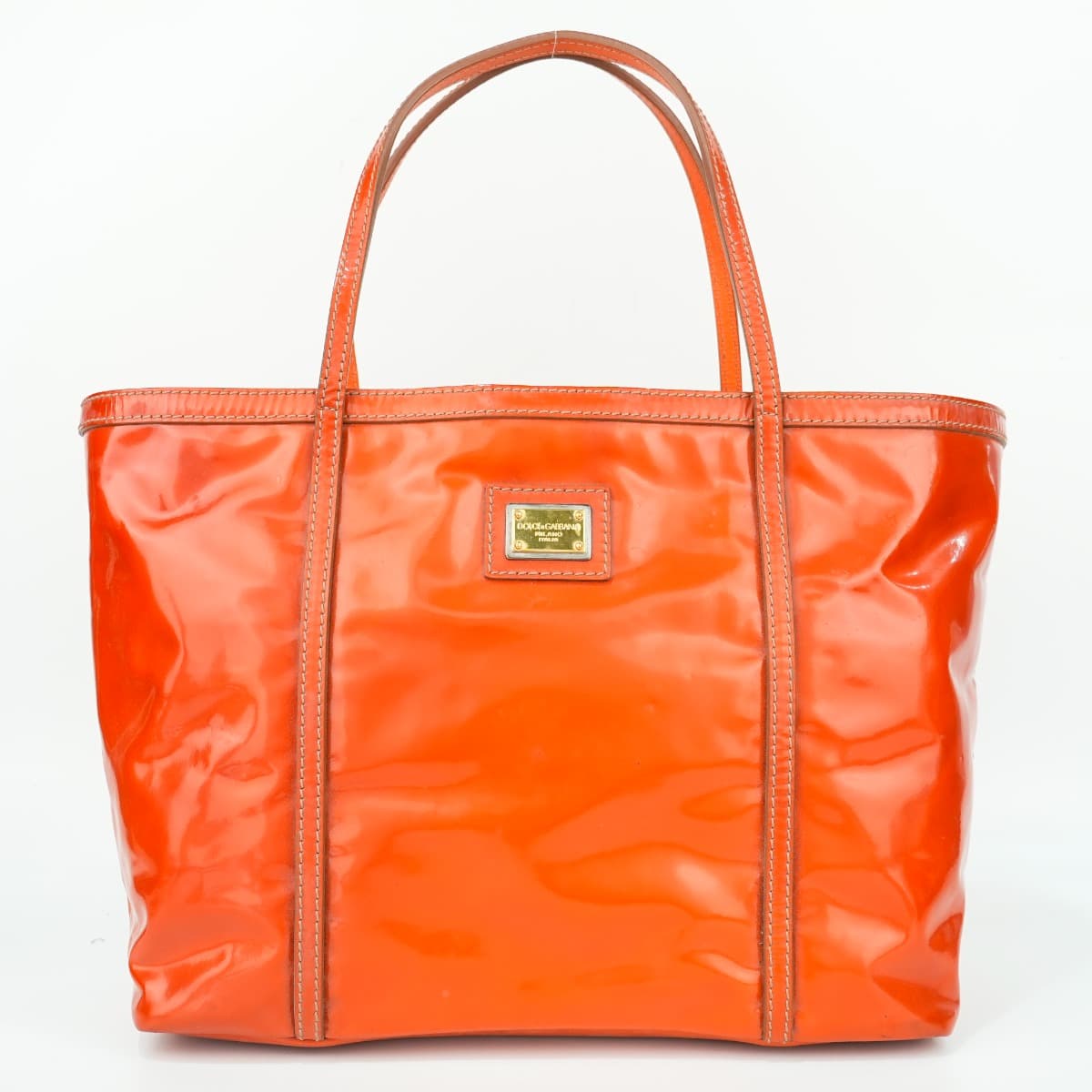 Dolce and Gabbana Orange Patent Leather Miss Escape Tote