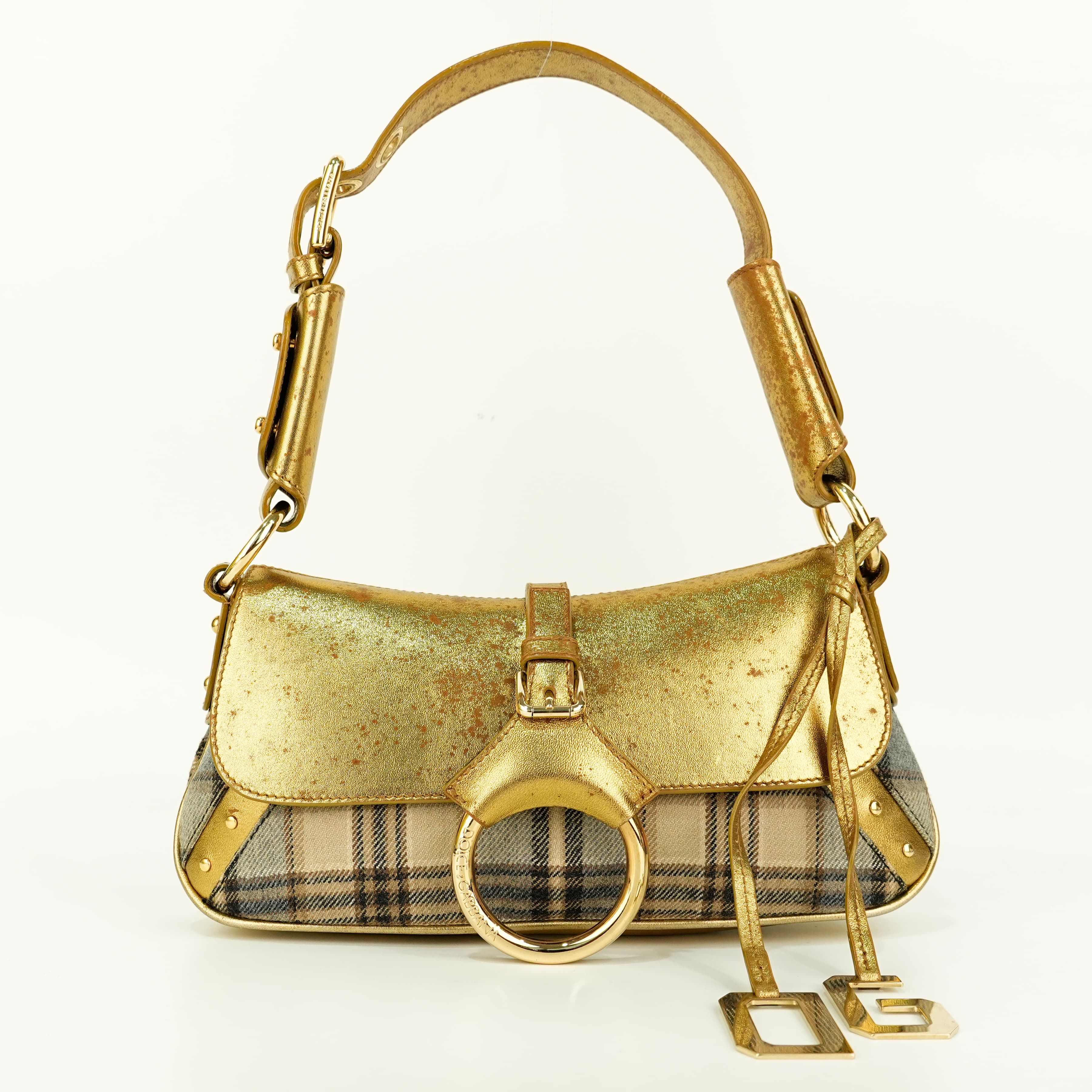 Dolce & Gabbana Leather & Metallic Flap Shoulder Bag