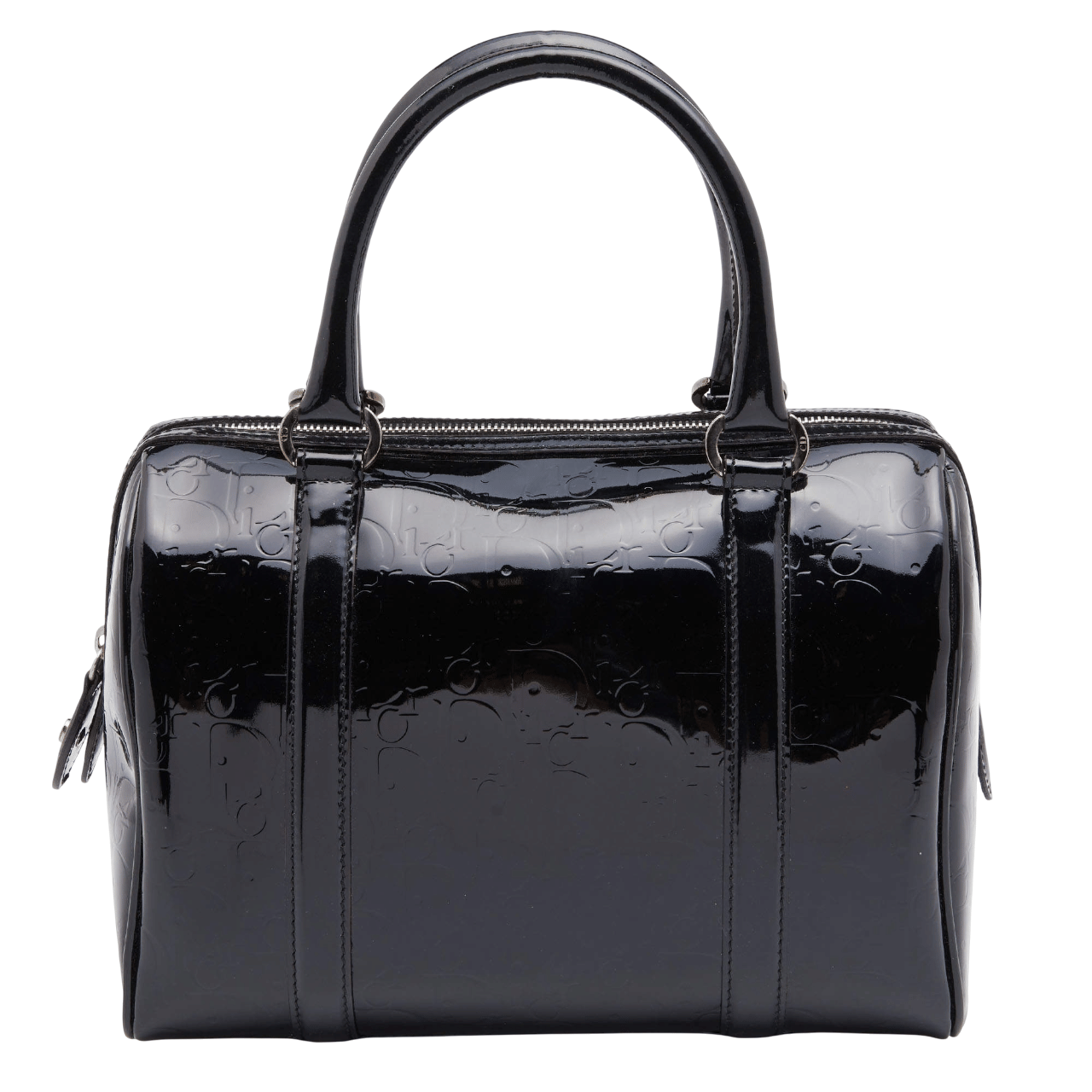 Dior Black Oblique Patent Leather Boston Bag