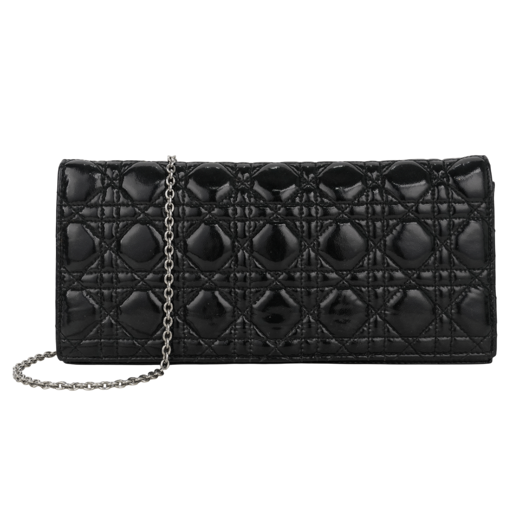 Dior Cannage Quilted Patent Leather Clutch