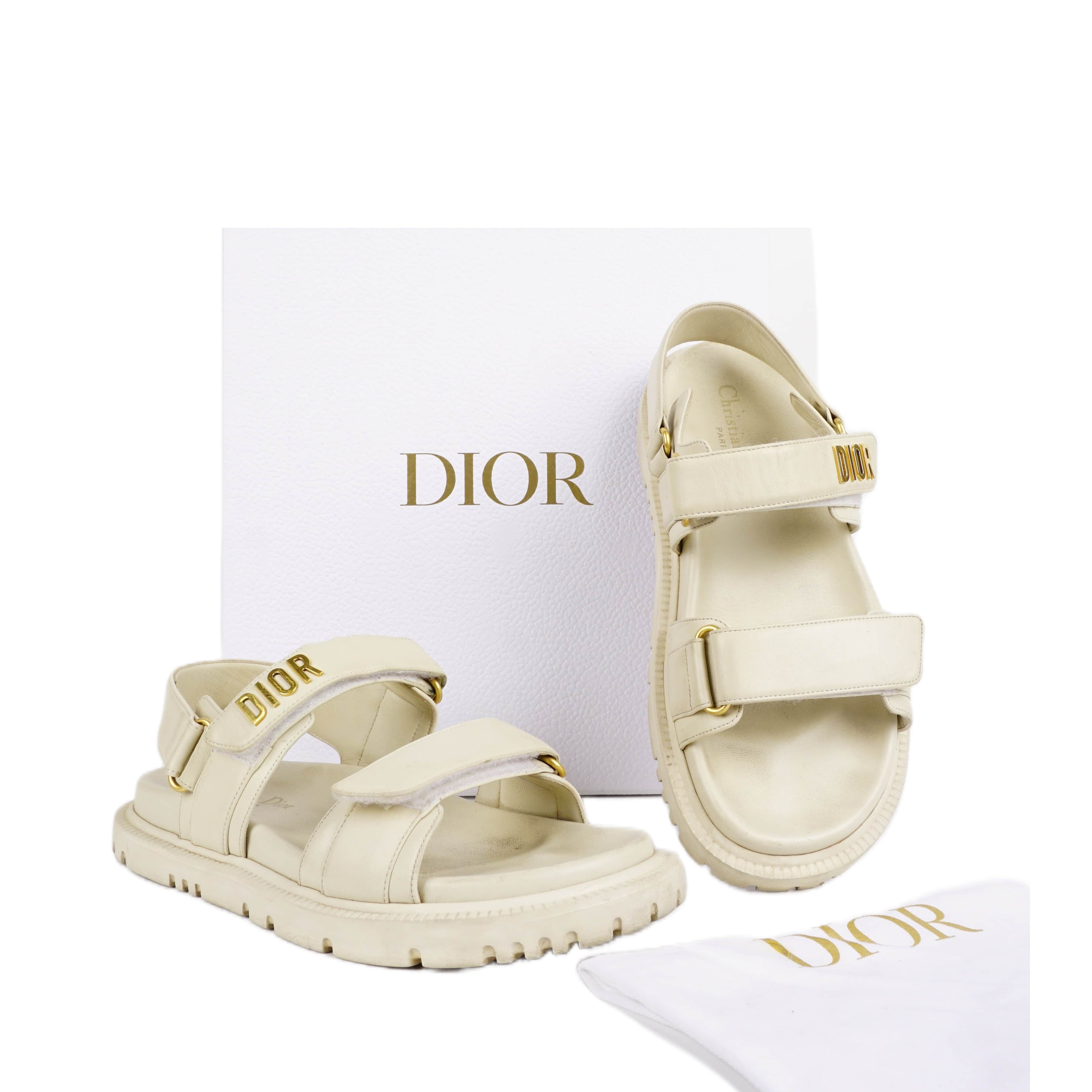Dior Dioract サンダル ラムスキン ホワイト 37 Dior Dioract Sandal White Lambskin - Luxepolis India