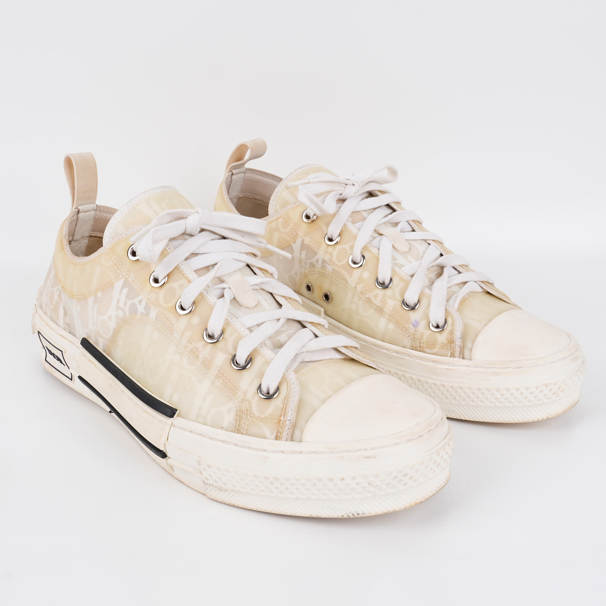 Size 40 - Dior Off White Oblique Mesh And Rubber B23 Sneakers