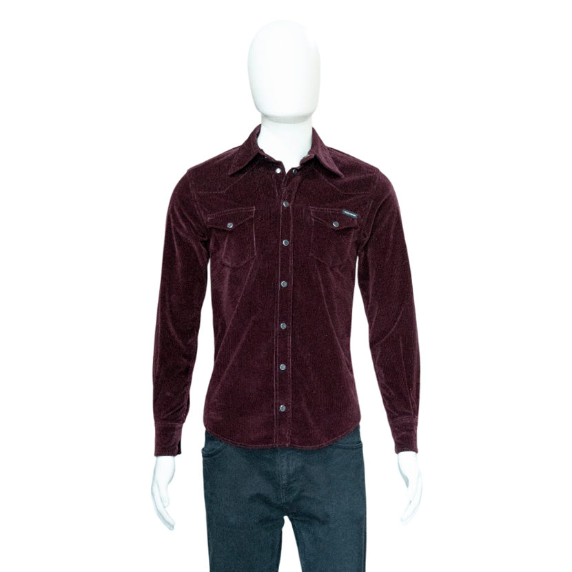 Dolce & Gabbana Maroon Corduroy Shirt