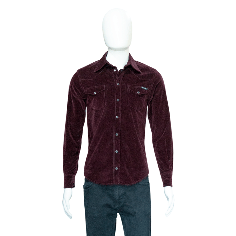 Dolce & Gabbana Maroon Corduroy Shirt-Hover-Image