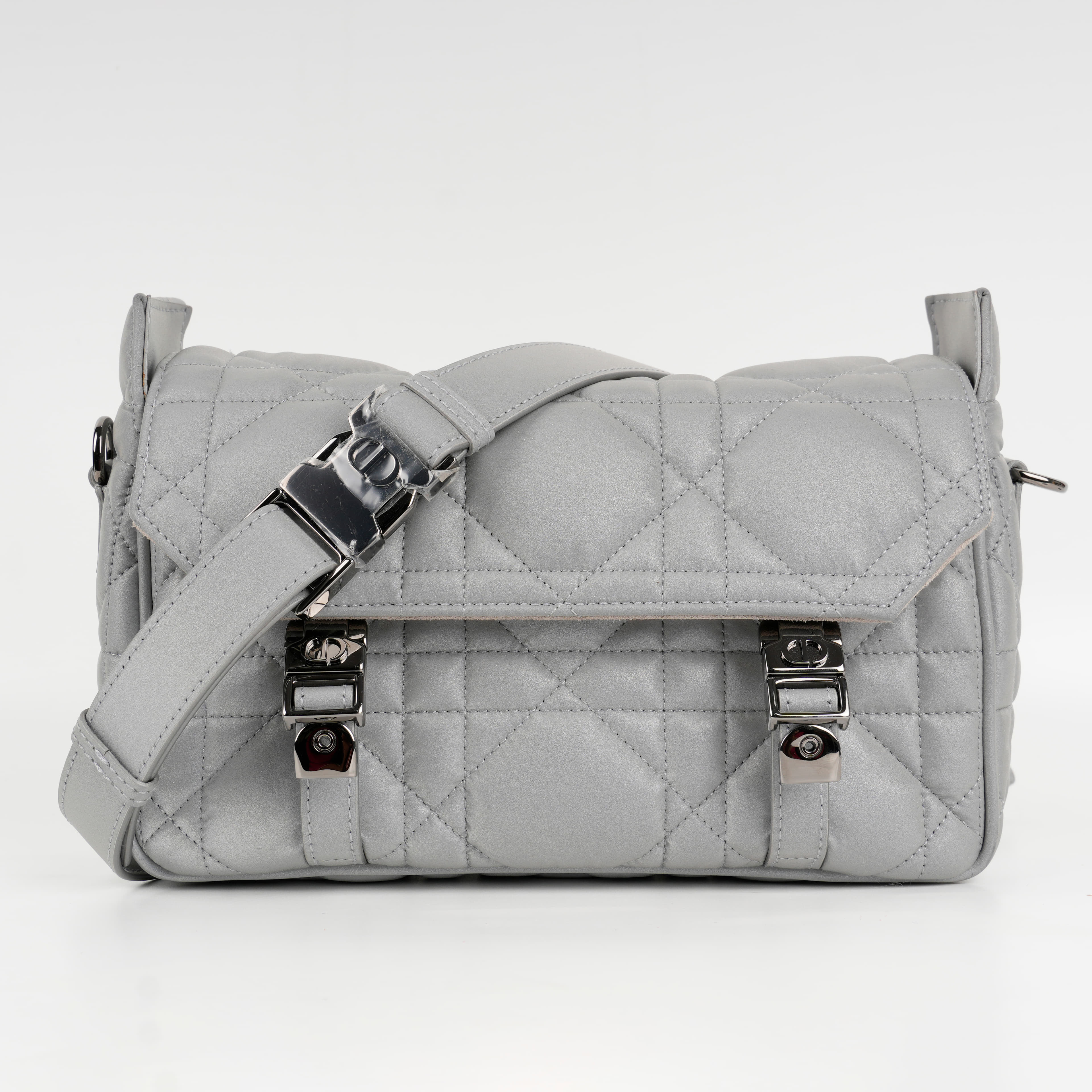 Dior Silver Metallic Leather Small Diorcamp Shoulder Bag