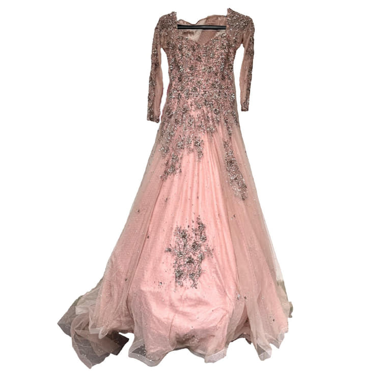 Dolly J Pink Embroidered Net Gown-Hover-Image