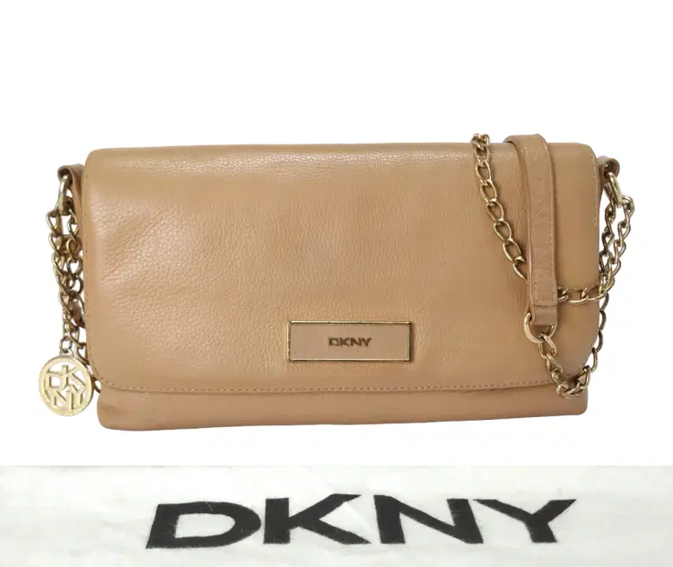 DKNY Beige Leather Shoulder Bag-Hover-Image