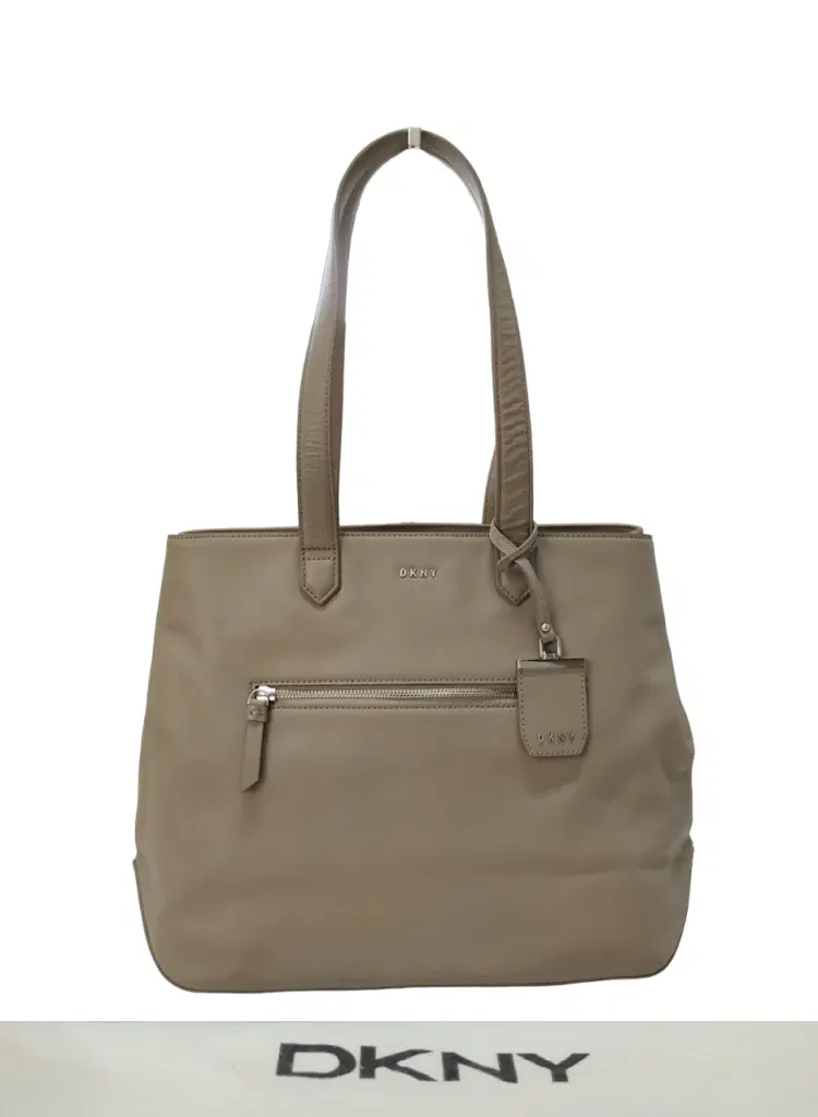 DKNY Taupe Nappa Leather Tote-Hover-Image