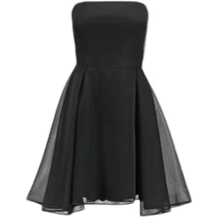 DKNY Strapless Black Mesh Dress 1-Hover-Image
