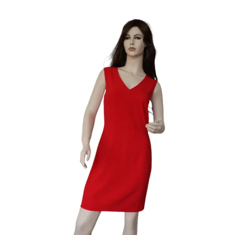 DKNY Red V Kneck Sleeveless Sheath-Hover-Image