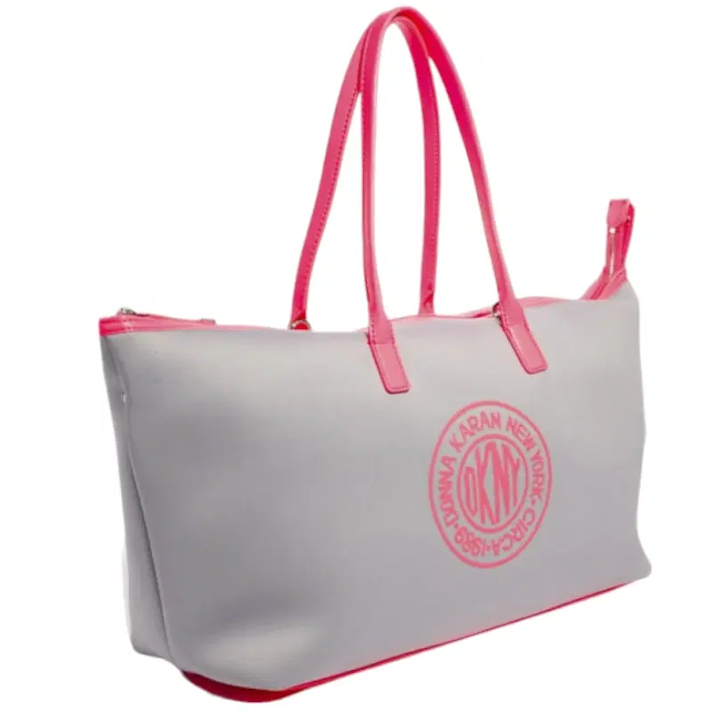 DKNY Pink And Grey Neoprene Travel Tote