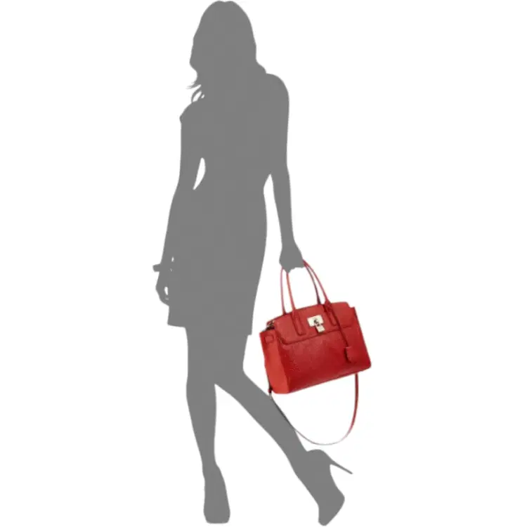 DKNY Red Grained Leather Tote-Hover-Image
