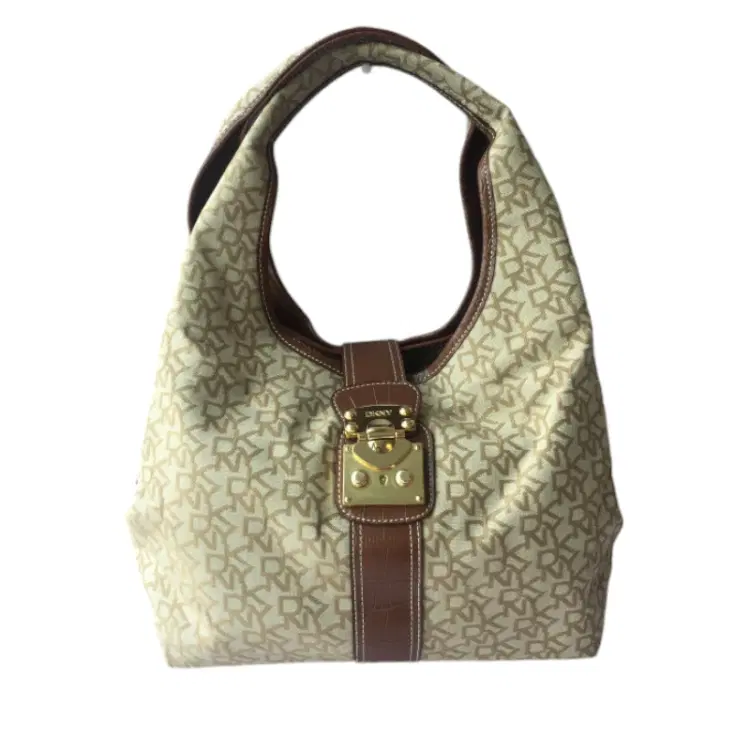 DKNY Monogram Beige Shoulder Bag-Hover-Image