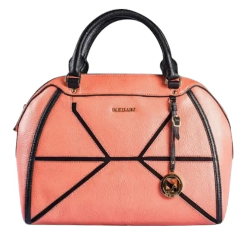 Da Milano Peach & Black Top Handle Bag