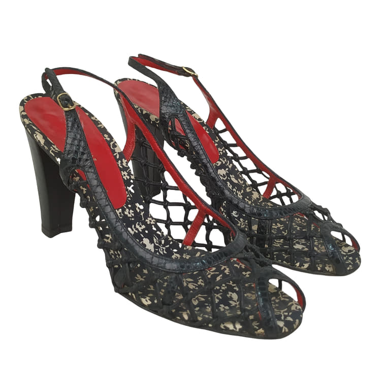 Size 40 - Dolce And Gabbana Black Open Toe Pumps-Hover-Image