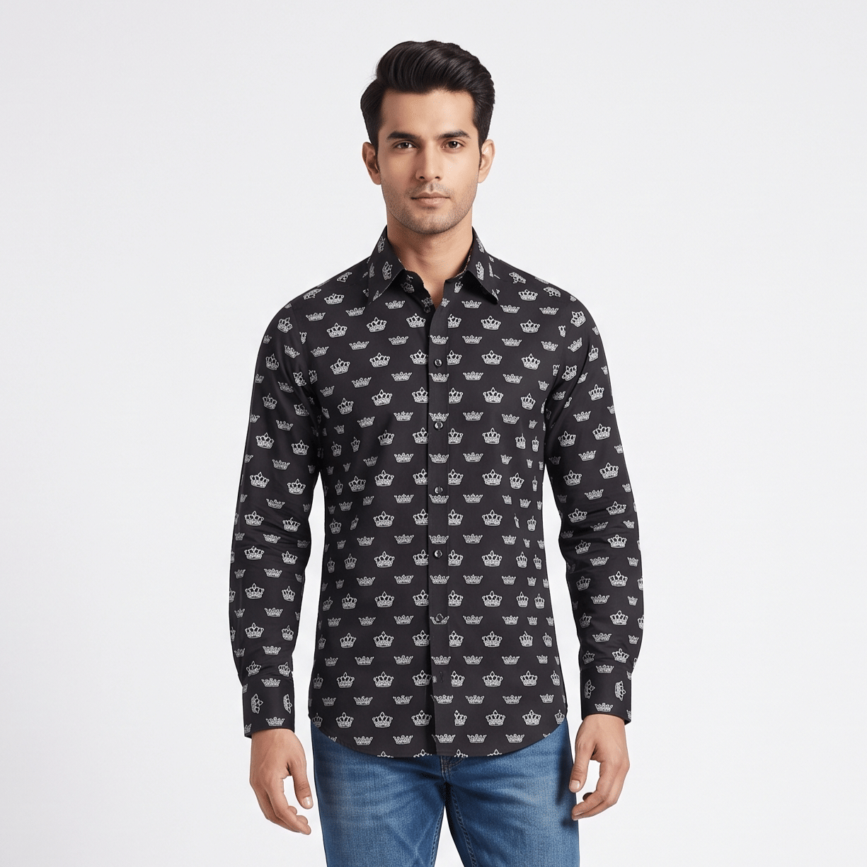 Size 38 - Dolce And Gabbana Black Printed Shirt