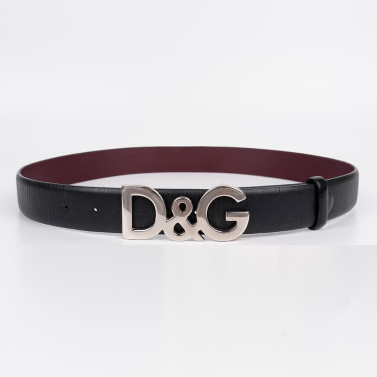 Dolce & Gabbana D&G Initials Black Leather Belt-Hover-Image