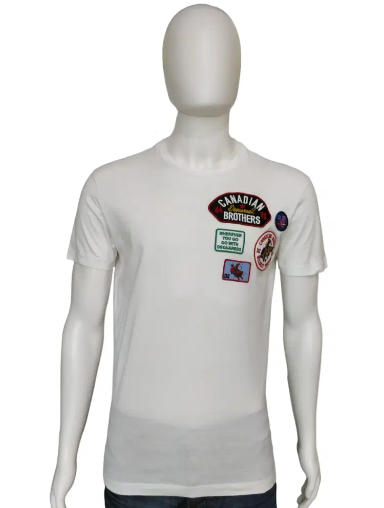 Dsquared2 White Cotton Canadian Brothers Patch T-Shirt-Hover-Image