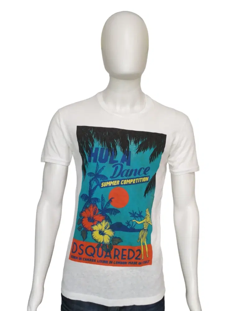 Dsquared2 White Cotton Hula Dance T-Shirt-Hover-Image