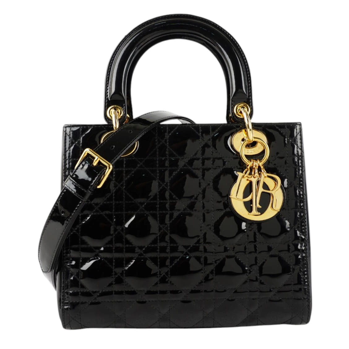 Christian Dior Medium Black Patent Leather HandBag