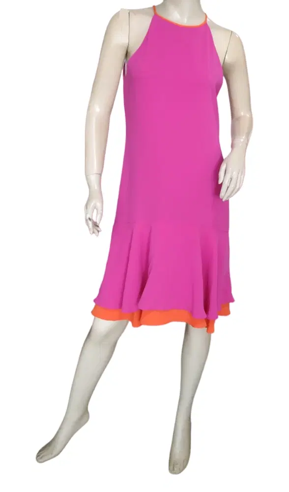 Diane Von Furstenberg Kera Tiered Pink & Orange Dress-Hover-Image