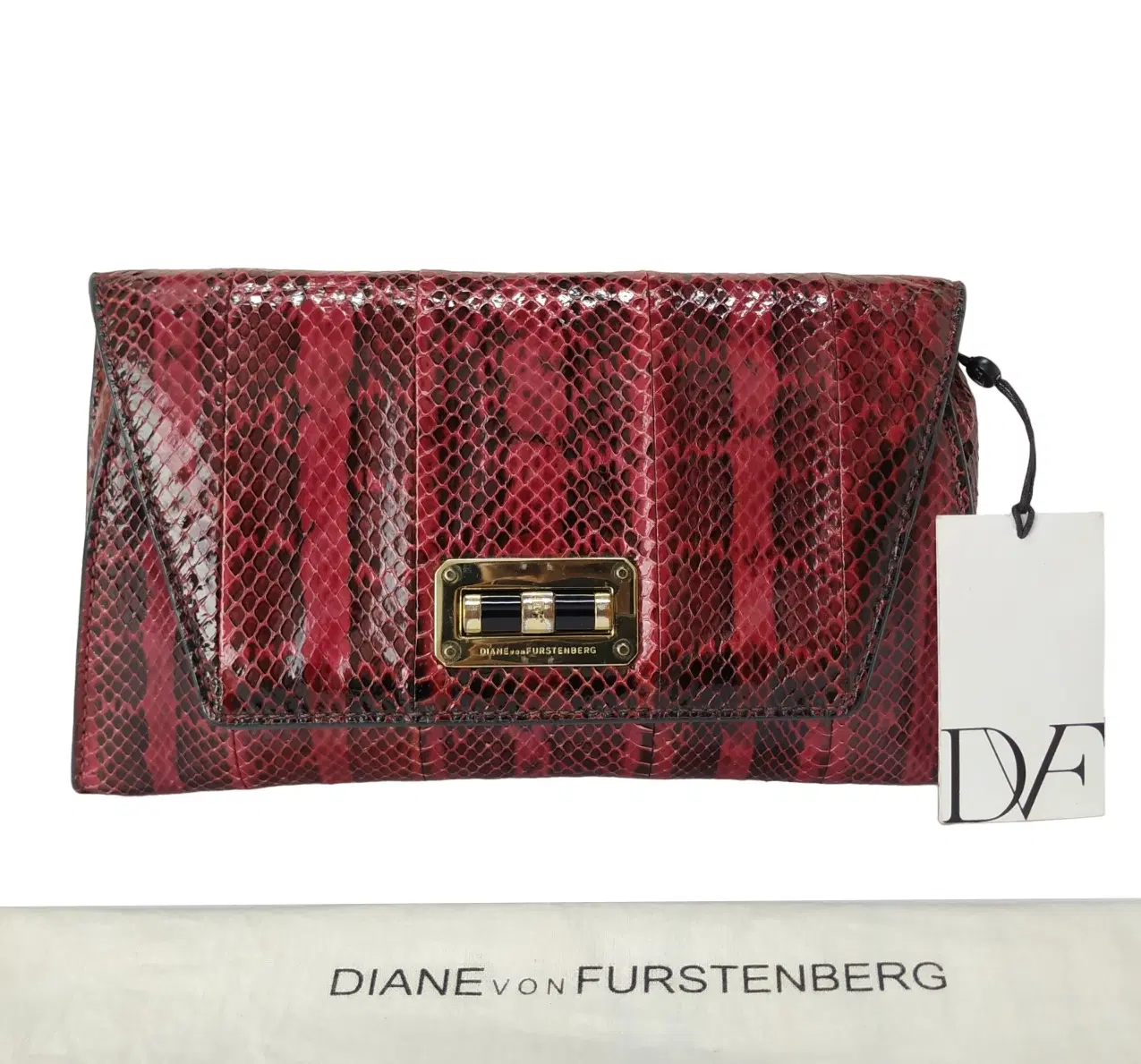 Diane Von Furstenberg Python Embossed Leather Clutch