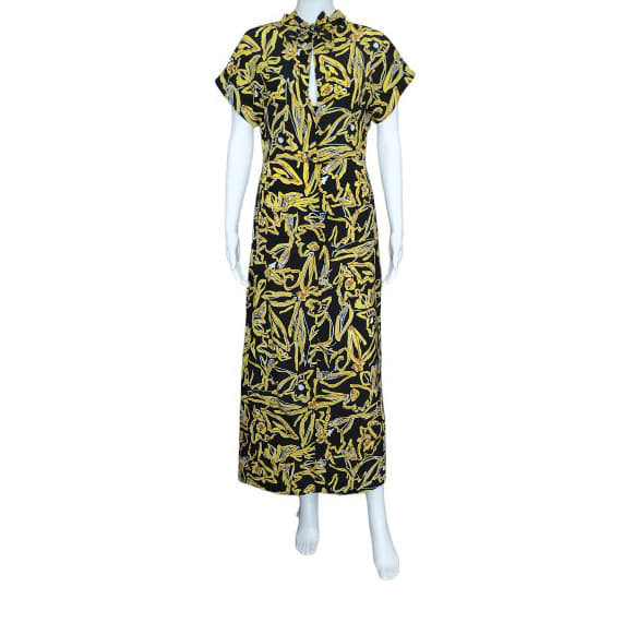 Diane Von Furstenberg Yellow Floral Print Dress