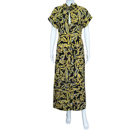 Diane Von Furstenberg Yellow Floral Print Dress-Hover-Image