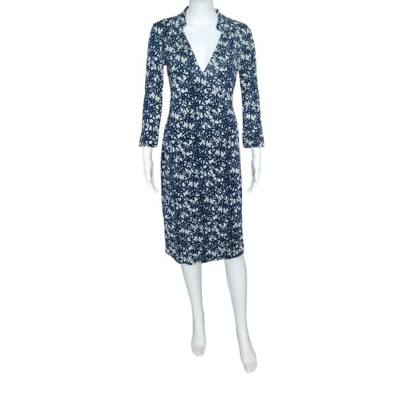 Diane Von Furstenberg Floral Blue Wrap Dress