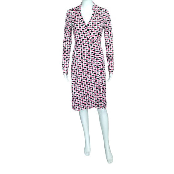 Diane Von Furstenberg Pink/Black Wrap Dress-Hover-Image