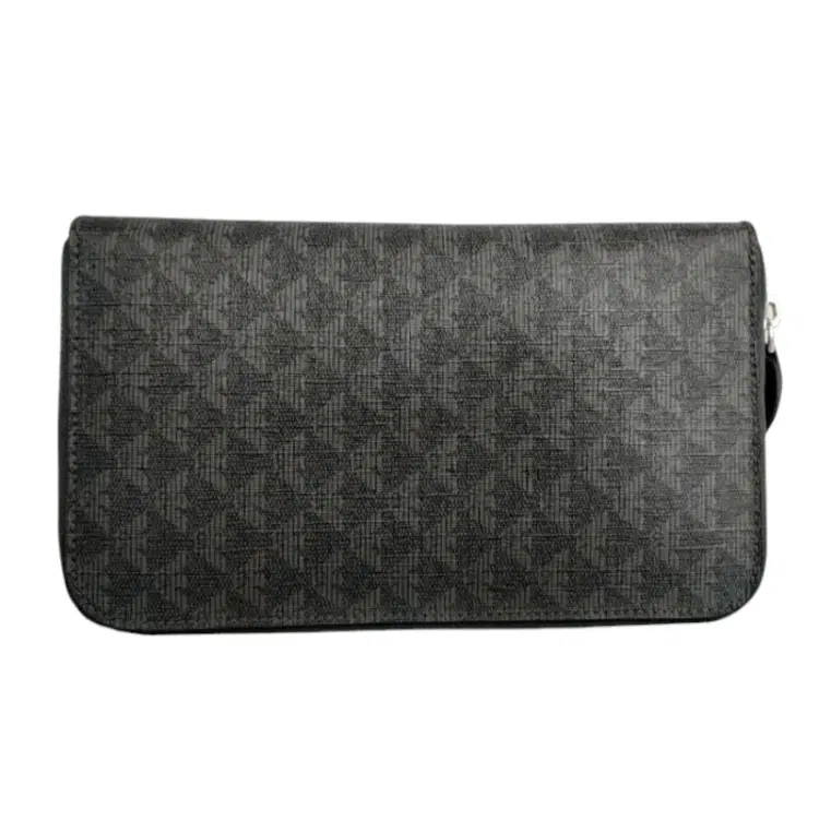 Emporio Armani Black and Grey Logo Printed Zip Around Wallet-Hover-Image